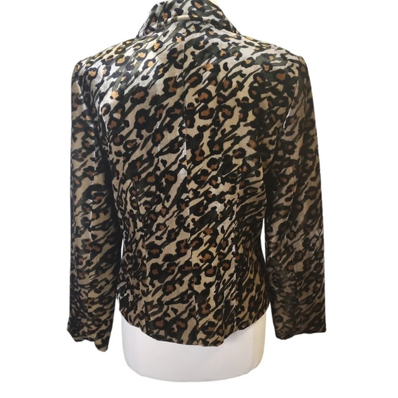 Vintage Debra Deroo Leopard Print Brown Black Blazer Women's Size Medium - Picture 7 of 16